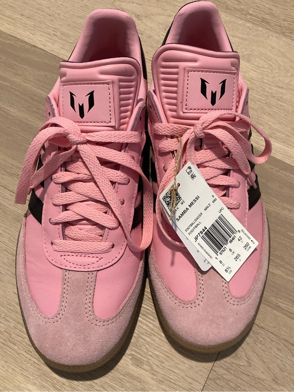 Messi Pink Adidas Sambas Size 8.5 New with Tags